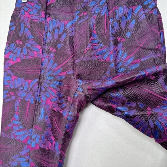 J.crew Womens 0 Midnight Jacquard Floral Slim Trouser In Purple - Picture 8 of 14